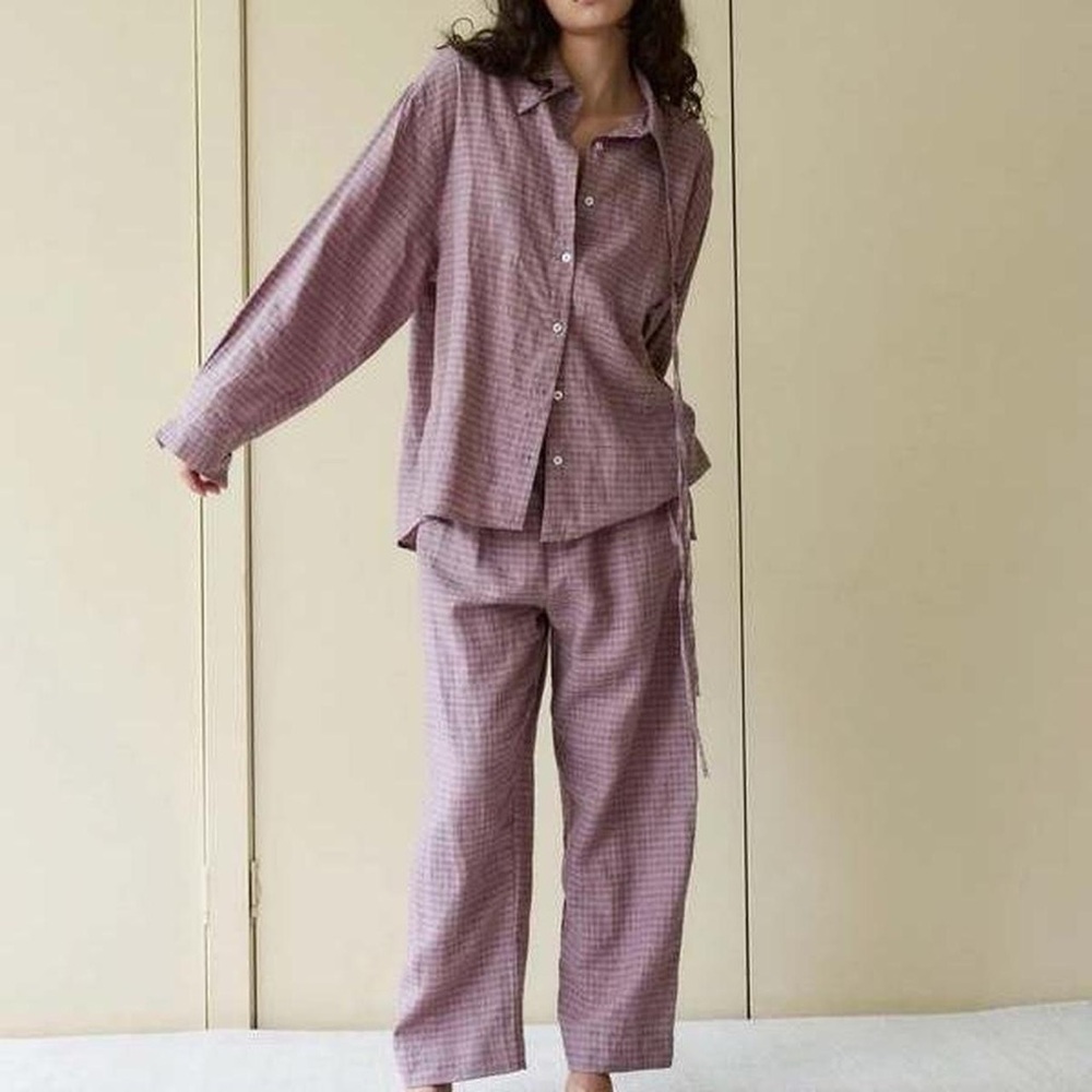 Deiji Studios STRING LINEN SET - MUSK CHECK